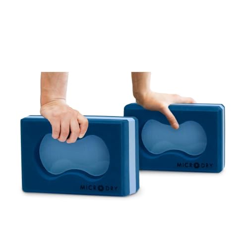 Microdry Sure-Grip Yoga Blocks Collection - color: Light Blue/Dark Blue