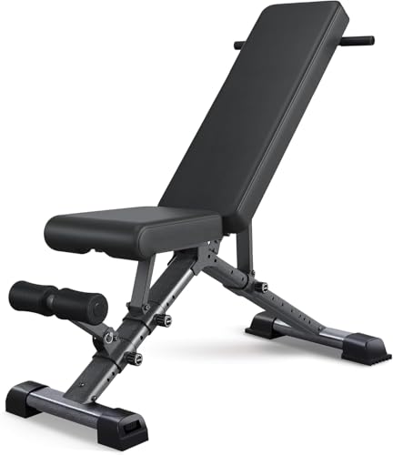 BARWING Adjustable Weight Bench Workout Bench, 1000/1300 LBS Heavy Duty Incline Decline Bench for Home Gym, Easy Assembly Foldable Training Lifting Bench - color: Dark Gray