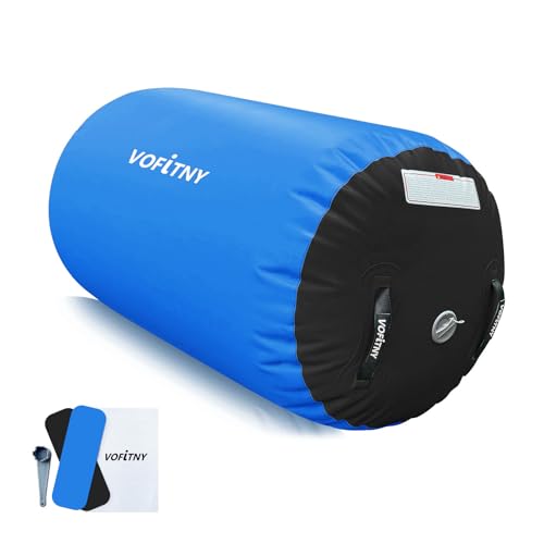 VOFiTNY Gymnastics Tumbling Equipment Air Barrel Inflatable Octagon Tumbler Roller Back-bend Trainer Cheerleading Without Pump - color: Blue/Black No Pump, size: 3.3'L x 2.3'D