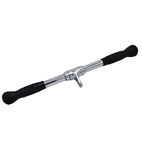 Lat Cable Machine Attachment Curl Pulldown Barbell Revolving Bar, Multi-Exerciser Cable Attachment, Solid Steel Tricep Press Down Bar with Rubber Handgrips & Revolving Hanger - color: 20 Inch