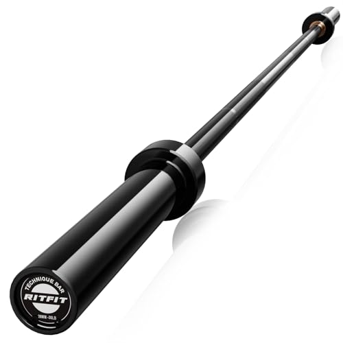RITFIT Olympic Barbell 4ft/6ft - 2 Inch Weight Bar for Strength Training, Weightlifting, Squat, Deadlift, Bench Press, Curl, Overhead Press - 350lbs/500lbs Capacity - color: Black, size: 6FT without Collar