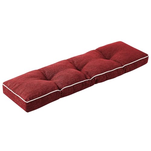 IPYNBAP Bench Cushion, 42 x 16 Inch Patio Furniture Cushions with Durable Ties, Soft Memory Foam Bench Cushions for Indoor/Outdoor Furniture with Non-Slip Bottom, Kitchen&Dining, Red - color: Red, size: 42*16+4”