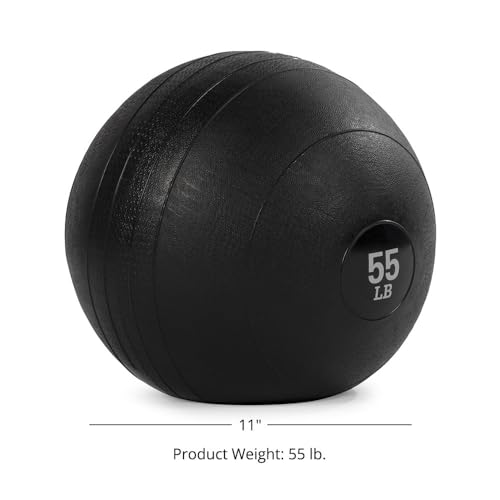 Titan Fitness Rubber Slam Ball, Dead Weight Ball Absorbs Impact, Minimal Bounce, Textured Surface for Strength and Conditioning, Cardio Workouts, Full Body Workout - style: 55 LB