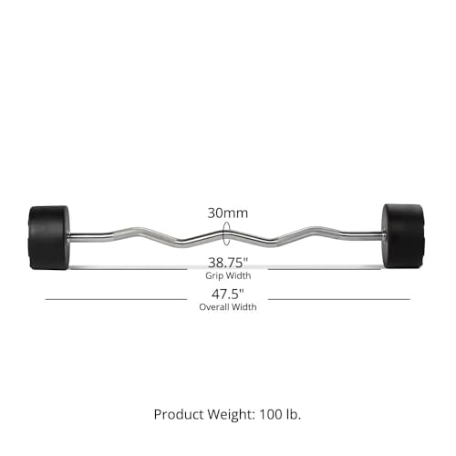 Titan Fitness Rubber Curl Fixed Barbells, Pre-Loaded Weight Bar for Strength Training & Weightlifting - color: EZ Curl Fixed Barbell, size: 100 LB