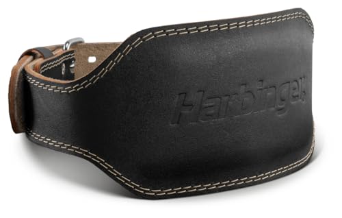 Harbinger Padded Leather Contoured Weightlifting Belt - 4" or 6” Width - Interior Suede Lining & Foam Cushioning - Heavy-Duty Dual Prong Steel Roller Buckle - for Lifting Support - size: X-Large, style: 6 Inch: 2.0