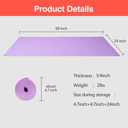 Primasole Professional Yoga Mat 1/4 Inch Thick – Slip-Resistant Exercise Mat for Yoga, Gym & Home Workouts – High Density Anti-Skid Pilates Fitness Mat (Forest Green)