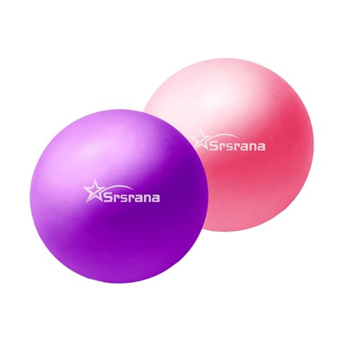 9 Inch Pilates Ball - Small Exercise Ball for Yoga, Barre & Physical Therapy - Anti-Burst Non-Slip Mini Core Ball for Stability, Back Pain Relief & Posture Correction - color: 1Purple&1Pink