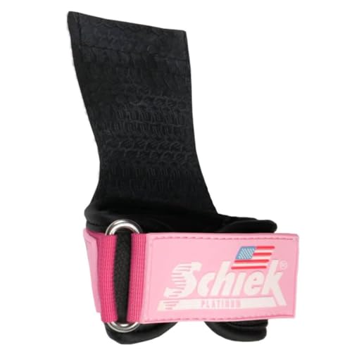 Schiek Sports Model 1907 Platinum Edition Ultimate Grips - 3 in 1 Weight Lifting Straps Wrist Wraps and Grip Pads - color: Pink, size: Medium