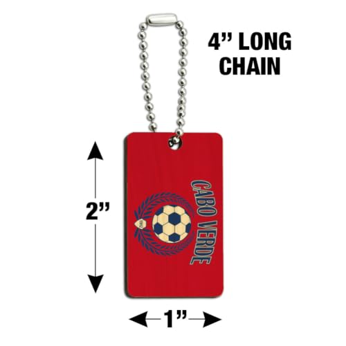 GRAPHICS & MORE Cabo Verde Futbol Laurels Soccer Ball Fan Country Pride Wood Wooden Rectangle Keychain Key Ring