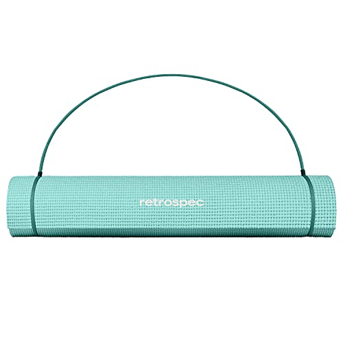 Retrospec Pismo Yoga Mat w/Nylon Strap for Men & Women - Non Slip Exercise Mat for Yoga, Pilates, Stretching, Floor & Fitness Workouts, .5mm Thick, Easy to Clean - color: Blue Lagoon
