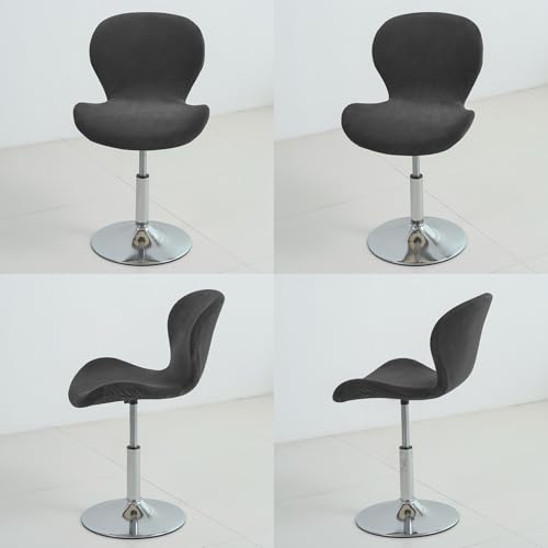 Gollense Bar Stool Covers with Backs, Set of 4 Stretch Jacquard Barstool Seat Covers, Washable Swivel Pub Counter Height Chair Slipcover Protector for Home Kitchen Cafe (Velvet-Black) - color: Velvet-black