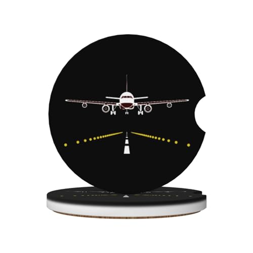 Airplane Aircraft Plane Car Coasters for Cup Holders, 2 Pack Absorbent Ceramic Drink Cup Coaster for Women Men, Auto Interior Accessories - color: T15