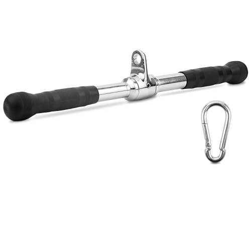 Yes4All Cable Machine Attachment, Double D Handle & Tricep Rope Cable Attachment, Weight Machine Accessories Load 880 LB for Home Gym - color: H. Metal rotating bar rubber chrome