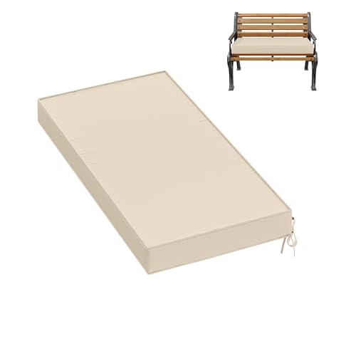 Premium Outdoor Bench Cushions for Patio Furniture 3.5inches Memory Foam Bench Cushion Waterproof Fade Resistant Porch Swing Cushions with Straps 36×18 Inch Cream - color: Cream, size: 36'' x 18'' x 3.5''