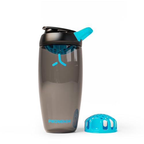Promixx Pursuit Protein Shaker Bottle – 26oz Silent Snap-Fit Mixer for Lump-Free Shakes – Leak-Proof BPA-Free Ecozen Gym Shaker with Measurement Marks for Fitness and Travel – Black - color: Black, style: 26oz