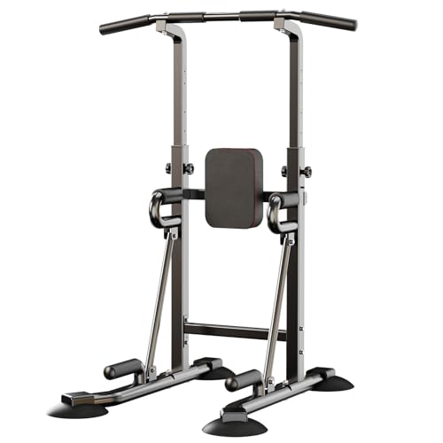 Power Tower Pull Up Bar Station, 450 lbs Capacity, Heavy-Duty 2" Steel Frame, Stable X-Base, Adjustable Dip Station for Home Gym