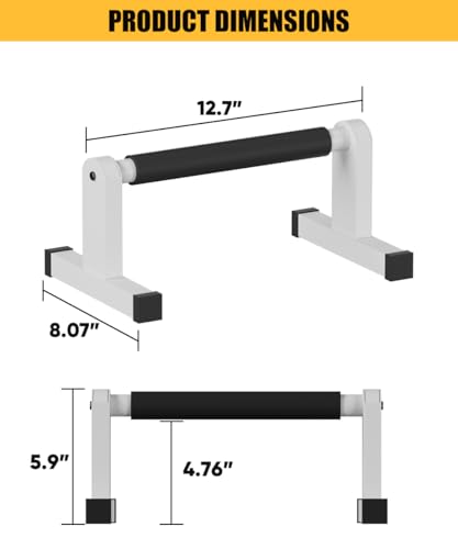 Push Up Bars, Heavey Duty Parallettes Dip Bar with Non-slip Grips for Calisthenics Planche L Sit Handstand Fitness Floor Workout, Pushup Station Handles Stand for Gym Strength Training - color: white