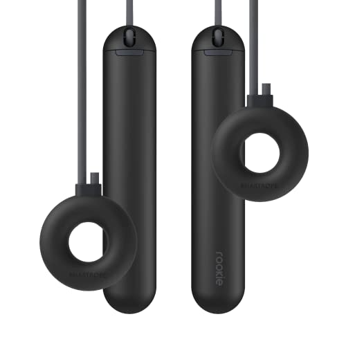 Tangram Smart Rope Rookie Donut - Cordless Fitness Jump Rope, App-Connected, Adjustable Length, Replaceable Battery, Track Jumps and Calories, Portable Workout Rope for Home and Gym - color: Black