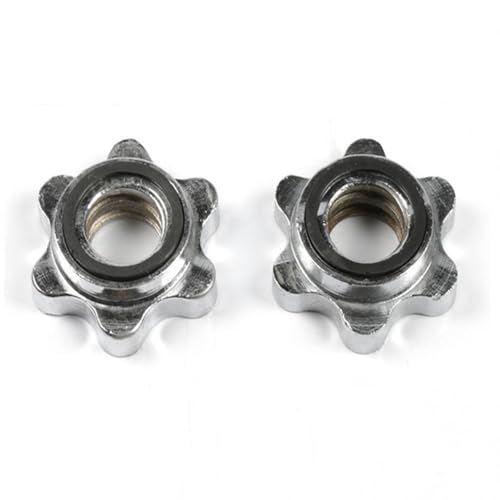 SagaSave 25mm 2Pcs Dumbbell Hex Nut, Dumbbell Barbell Spin-Lock Collars Screw Clamps, 1 Inch Standard Barbell Screw Collar for Dumbell Weight Lifting Fitness Training