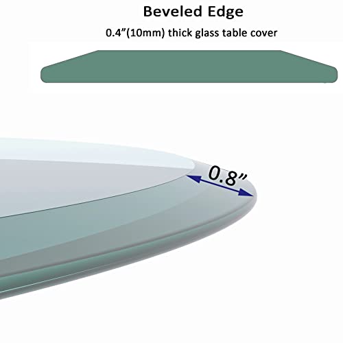 32" Round Glass Table Top - 3/8" Thick Beveled Edge Tempered Glass, Replacement Glass Top for Kitchen/Patio - size: 32 INCH, style: 3/8"thick - Beveled