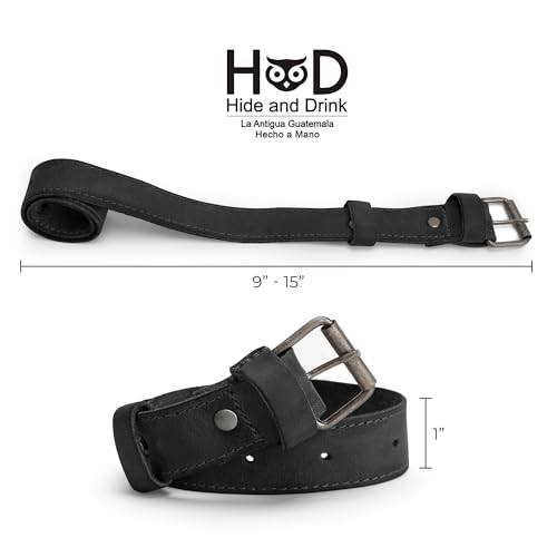 Hide & Drink, Set of 2 Rustic Bicycle Ankle Bands, Brass Metal Buckle, Adjustable Straps for Legs, Classic Vintage Gifts for Cyclists, Full Grain Leather, Handmade - color: Charcoal Black