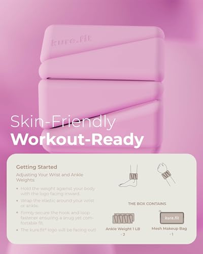 Pilates Weight | Wrist & Ankle Weights for Women | Weighted Bangles | 1LB/ 2LB Each (Set of 2) - color: Pink, size: 1 LB