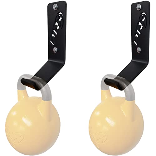 PRx Performance USA MADE Kettlebell Storage Holders, Wall Mounted Kettle Bell Holder Hanger, Space Saving Home or Commercial Gym Accessory, Thick Steel with Black Powder Coating - color: 2 Storages