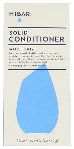 HiBAR - Moisturize Conditioner Bar - For Dry, Frizzy Hair - Deeply Nourishing & Hydrating - With Coconut Oil, Cocoa Butter, Rice Protein, & Vitamin B5 -Soap, Plastic & Sulfate-Free -Vegan -1 Solid Bar - style: Moisturize - Deeply Hydrates