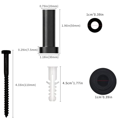 5 Pack Barn Door Wall Spacer with lag Bolts, Wall Anchor for Flat Track for Sliding Barn Door Hardware Track Spacers (50mm/1.97inch) - size: 50mm/1.97inch
