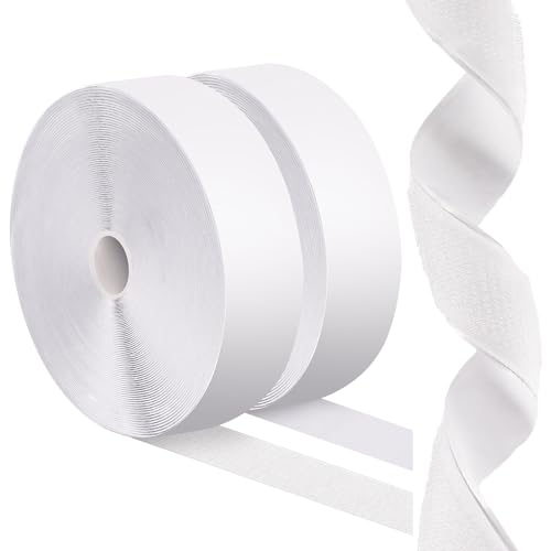 2''×27Ft White Heavy Duty Hook And Loop Tape Adhesive, No Punching Picture Wall Hanging Roll, Sticky Back Couch Cushions Grip, Keep Rugs in Place, Strong Adhesive Tape for DIY at Classroom Office Home - size: 2In × 27Ft, style: White
