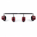 Heavy Duty Stainless Steel Expandable Spreader Bar with 4pcs PU Black--Pink Skull Pattern Detachable Adjustable Straps,Workout Bar for Home Indoor Gym Training Kit - style: Black+Black-Red-Cushioned