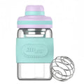 Glass Shaker Bottle 12oz for Protein Mixes, Borosilicate Glass Shaker with Strainer and Silicone Sleeve (Lilac-Cyan) - color: Lilac-Cyan,12oz