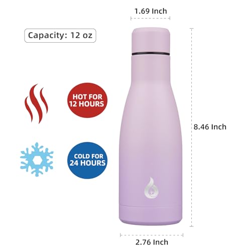 BJPKPK Insulated Water Bottle 12oz Small Stainless Steel Water Bottles Reusable Metal Thermal Keep Cold and Hot,Dreamy Purple - color: Dreamy Purple, size: 12 Ounces