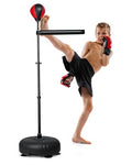 INNOLIFE Boxing Bar with Punching Bag for Kids, Adjustable Height Boxing Spinning Bar, Speed Trainer Free Standing Reflex Punching Ball Boxing Equipment for 7-12 Years
