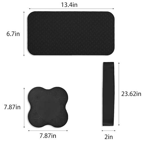 Yoga Knee Support Pad for Women Pilates Kneeling Cushion | Elbows Wrist Hands Head Foam Extra Thick Men Exercise Knees Pads Set of 6 Pieces - color: Black