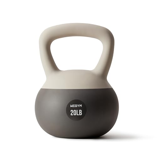 WeGym Soft Kettlebells with Cushioned Impact-Resistant Base and Anti-Slip, Wide-Grip Handle for Home Workouts, Weightlifting, and Full Body Strength Training - color: Sandstone, style: 20LB