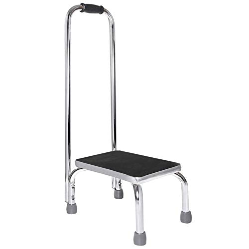 Vaunn Medical Foot Step Stool with Handle and Anti Skid Rubber Platform, Lightweight and Sturdy Stool for Children, Adults and Seniors, Chrome - color: Chrome With Handle