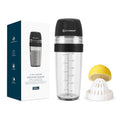 KITCHENDAO 2 in 1 Salad Dressing Shaker Container with Juicer, Pour Spout, Leakproof, Dishwasher Safe, BPA Free, Travel Homemade Oil and Vinegar Salad Dressing Bottle Mixer Dispenser, 1-1/2 Cups - color: Black