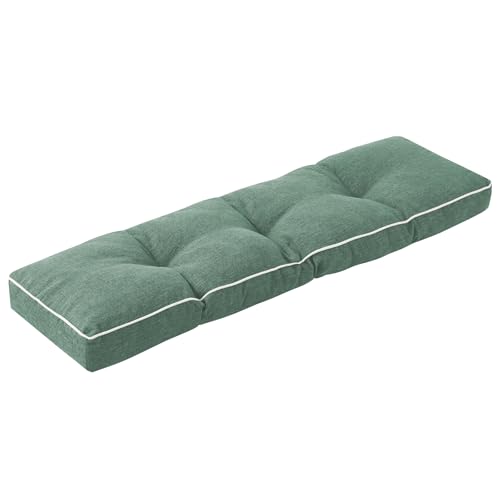 IPYNBAP Bench Cushion, 36 x 14 Inch Patio Furniture Cushions with Durable Ties, Soft Memory Foam Bench Cushions for Indoor/Outdoor Furniture with Non-Slip Bottom, Kitchen&Dining, Green - color: Green, size: 36*14+4”