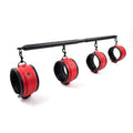 Spreader Bar Heavy Duty Stainless Steel Expandable Bar Home Gym with 4pcs Furry Crocodile Adjustable Strap,Sports Aid Training Pilates Aid Kit,Indoor Yoga Set - style: Black+Red-Cushioned