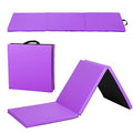 Gymnastics Tumbling Mat, 3 Folding Exercise Mat with Handle, All-Purpose Home Gym Mat for Tumbling, 6'x2'x2' - color: Purple
