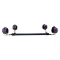 Wooden PU Spreader Bar with 4pcs PU Adjustable Straps,Workout Bar for Home Gym Training Bar,Portable Detachable Pilates Kit - style: Black+PU Purple Kit