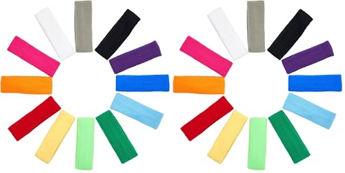 12 PCS Sports Basketball Headband Sweatband Head Sweat Band Brace Outdoor for Men Women Kids Doing Yoga Running Tennis (Pack of 2) - size: Standard (Pack of 2)