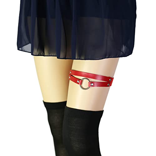 Adjustable O-ring Leg Garter, Elastic Thigh Garters Belt for Women, 1 Pair - color: Red