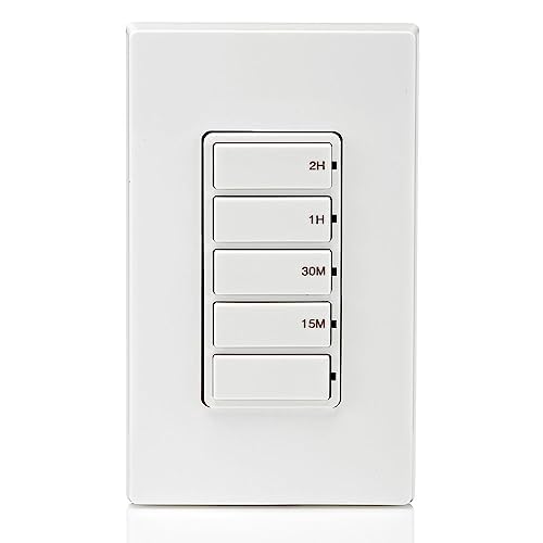 Leviton Countdown Switch for lights, attic, heaters, pool pumps, 15-30 min, 1-2 hour, Neutral Wire Required, 20A, 1 HP/16A Fan/Motor, Single Pole, Multi-Way or Multi-Timer, DT202-1LW, White - style: 1-2 hour, Neutral Wire Required