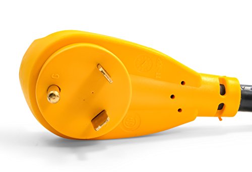 Camco Power Grip 25-Ft 30 Amp RV Extension Cord w/90° Locking End - Rated for 125V / 3,750W - Features Threaded Locking Ring for Weatherproof Connection & 10-Gauge Copper Wire (55524) (Pack of 2) - size: 25-Foot (Pack of 2), style: 90° Locking End