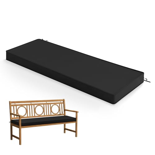 Summsun Outdoor Bench Cushion: Waterproof and Fade Resistant Patio Furniture Cushions - Non-Slip Bench Pad Cushion with Removable Cover for Garden Swing Porch Sofa Settee, 48 x 18 x 3 Inch, Black - color: Black, size: 48x18x3 Inch