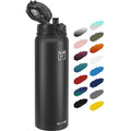 Fanhaw 32 oz Insulated Stainless Steel Water Bottle with Anti-Dust Chug Lid, Leakproof Vacuum Sports Bottle for Kids, Teens & Adults, Back to School Essentials (Black) - color: Black, style: 32 Ounces