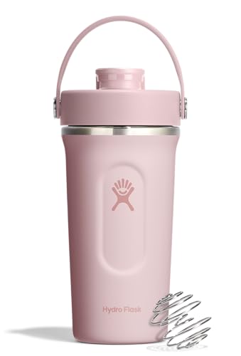 Hydro Flask Shaker Bottle – Insulated Stainless Steel Gym Bottle for Pre Workout & Protein 24 Oz Trillium Pink - color: TONAL TRILLIUM