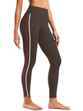Aoysky Womens Buttery Soft Workout Leggings 25" Side Stripes High Waisted Full Length Yoga Leggings - color: Brown, size: Small